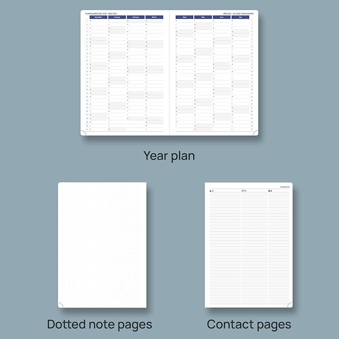 POPRUN Monthly Planner 2026-2027 (Large-8.25'' x 11.75''), 16 Months Calendar(Dec 2025-Mar 2027) Appointment Book with Stair Tabs, Inner Pockets, Pen Holder, PU Leather Softcover - Dark Green