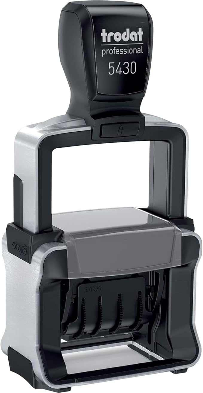 Trodat 5430 Professional Self-Inking Date Stamp with Received - Blue/Red 2 Color Ink