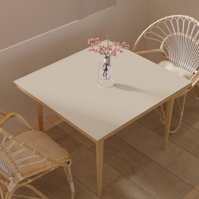Zinkooat Table Pad - Used for Square Table Waterproof and Easy to Clean Good Flatness Easy to Used for Dining Table(Off White+Light Gray 46x46)