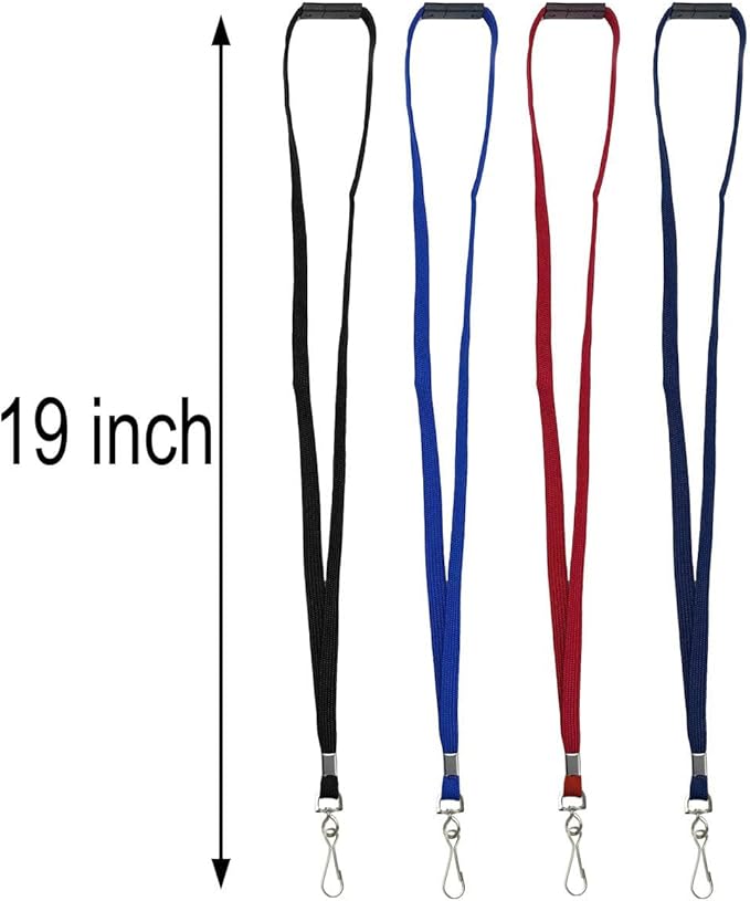 Bird Fiy Lanyards Safety Black Lanyards Neck Flat Premium Breakaway Badge Lanyard with J-Hook for ID Nametag Badge Holder (Navy Blue, 25 PCS)