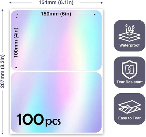 100Pcs Large Laser Labels for Storage Bins,6x4 Inch Removable Labels,Large Labels for Blank Box,Strong Adhesive Tear Resistant No Residue Blank Labels (Laser)