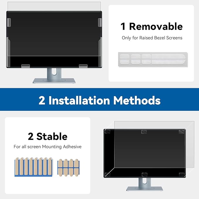 IPROKKO [2-Pack] 23 Inch Computer Privacy Screen Filter for 16:9 Widescreen Monitor, Removable 23in Anti Blue Light Glare Privacy Shield, Anti Spy Security Protector for Hp Dell Asus Acer Samsung