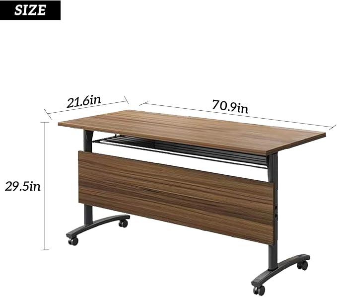 Foldable Conference Table,Modern Mobile Meeting Table with Silent Wheels,Mobile Training Tables for Training Rooms,Rolling Conference Room Tables for Office,Classroom (6pack 70.8 * 21.6 * 29.5)