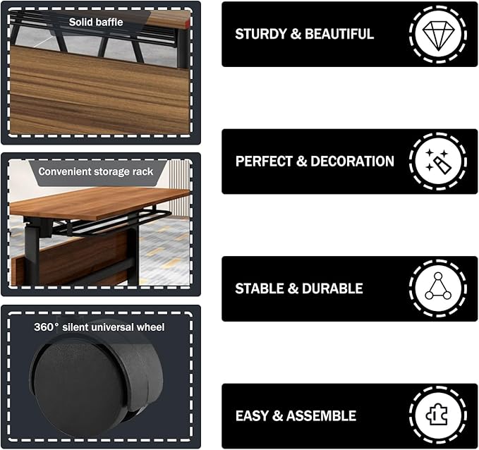 Foldable Conference Table,Modern Mobile Meeting Table with Silent Wheels,Mobile Training Tables for Training Rooms,Rolling Conference Room Tables for Office,Classroom (6pack 61 * 21.6 * 29.5)
