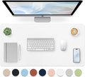 Leather Desk Pad, Large Mouse Pad, Non-Slip Desk Mat, Leather Desk Blotter, Computer Desk Pad, Waterproof Keyboard Pad for Home Office and Decor - White (31.5×15.7 Inches)