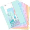 Forvencer 8-Tab Binder Dividers with Tabs, Big Tabs, Write&Erase Plastic Dividers for 3 Ring Binder, Binder Tabs for Organizers, 3 Ring Binder Dividers with Tabs for School Office (Pastels, 1 Set)