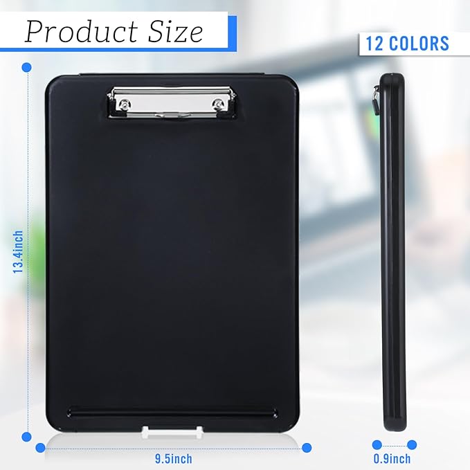 Ireer 12 Pcs Plastic Clipboard with Storage Heavy Duty Portable Writing Boards for 150 Sheet A4 Paper with Pen Holder Large Capacity Clipboards for Nurse Teacher Student Classroom Office(Colored)