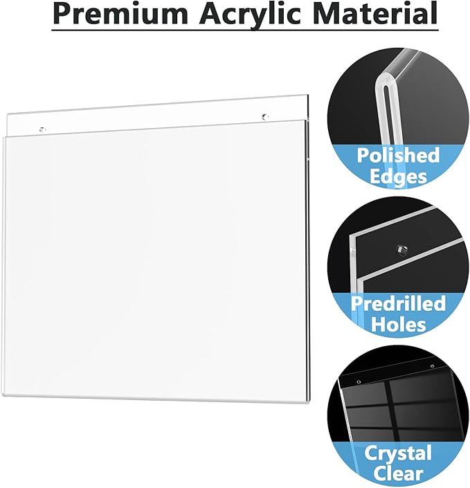 MaxGear Wall Mount Sign Holder 8.5 x 11 Inch, Clear Plastic Picture Frames with Mounting Screws, Door Sign Holders and Document Display Frame for Home, Office, Store, Landscape, 24 Pack