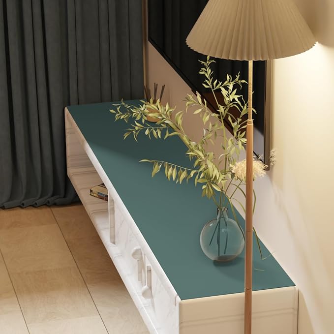 Zinkooat Leather Table Cover,1.8mm Thick,17x72 Inch Desk Cover,Dresser Cover Top,Dresser Protector Top,Dresser Cover,End Table Cover.(Aqua Blue+Gray,17x72)