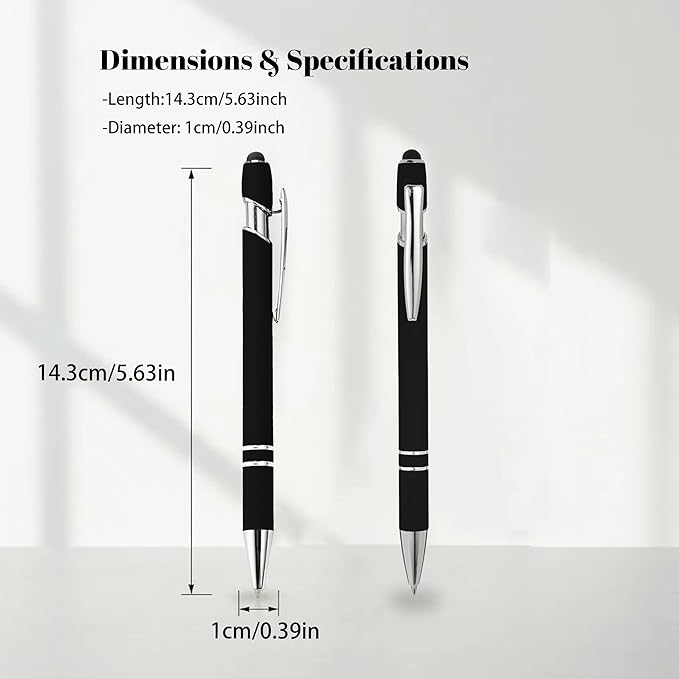 CRME Stylus Pens for Touch Screens Bulk Custom Pens Personalized Customized Engraved Writing Pen with Name Text Smooth Writing Black Ink for School Office Friends Supplies Pink Pens