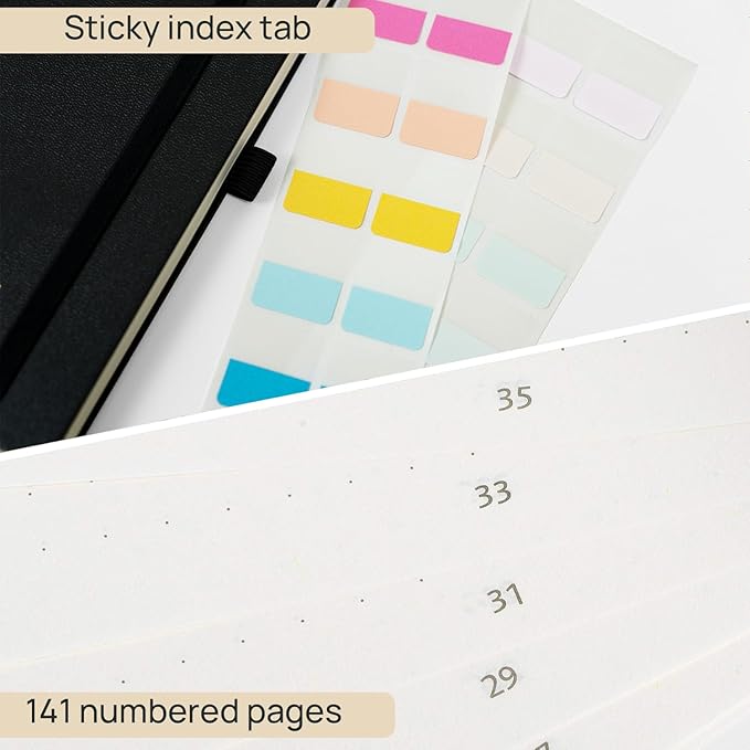 POPRUN Spiral Dotted Journal Notebook, [A5-5.75'' x 8.25''] - 120 GSM Thick Paper, 141 Numbered Pages, Hardcover for Men & Women with Pocket, Index Tabs, 8 Perforated Sheets, Dark Green