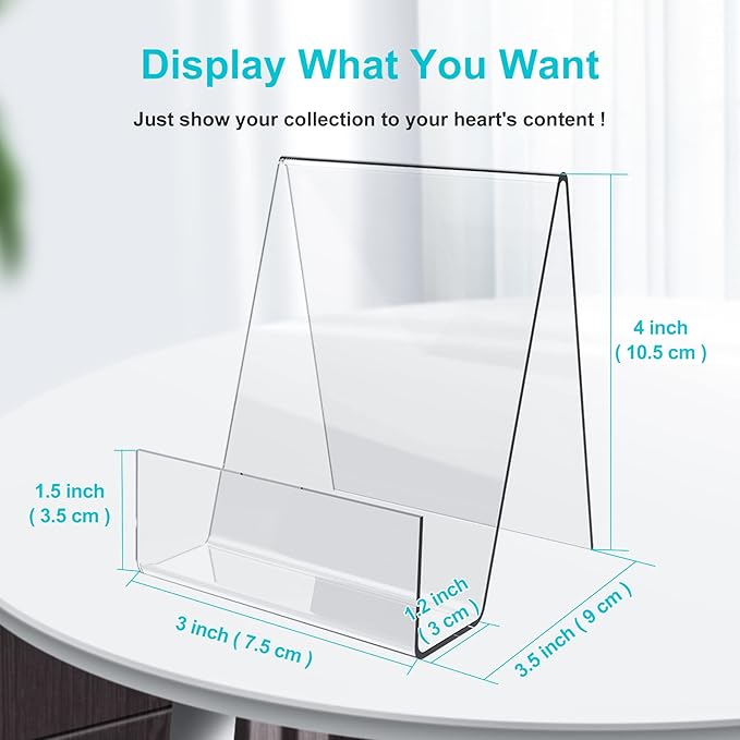 Boloyo Acrylic Book Stand with Ledge,10PC 4 Inch Clear Acrylic Display Easel Transparent Display Stand Holder Tablet Holder for Displaying Books,Magazine,Plate,Pictures,Artworks, CDs