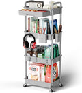 Sorgion 4 Tier Rolling Cart Organizer,Art Craft Diaper Bedside Snack Laundry Room Bathroom Organizer Narrow Thin Slim Rolling Trolley Utility Cart with Wheels for Kitchen,Office(Grey)