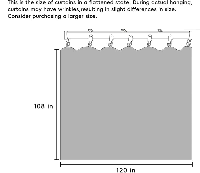 hoeflife Room Divider Curtains Blackout Floor to Ceiling Curtain with Hook Wall Mount Sliding Door Curtains Ceiling Mount Extra Wide Curtain Wall Divider for Room Separation (Black, W120 x H108 Inch)