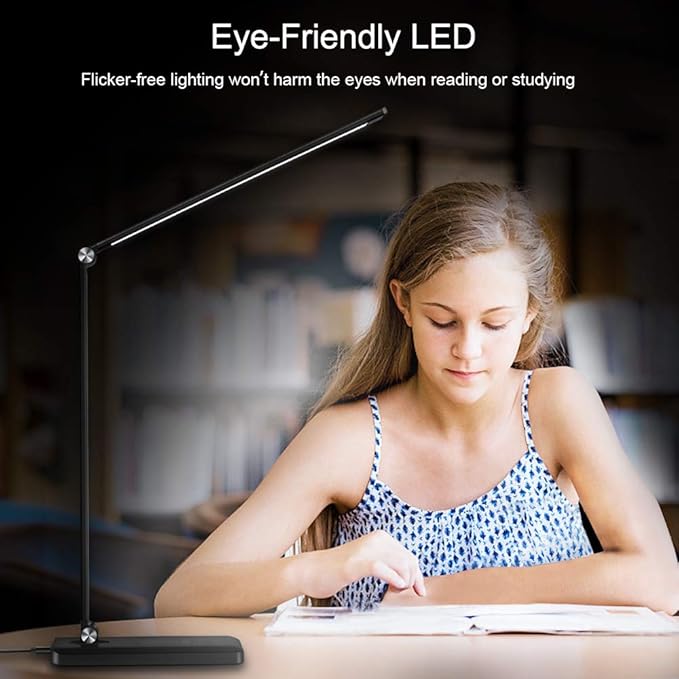 AFROG 8-in-1 4th Gen Multifunctional LED Desk Lamp with 10W Fast Wireless Charger,USB Charging Port,1200Lux Super Bright,5 Lighting Mode,7 Brightness，40 Min Timer,Night Light Function,5000K