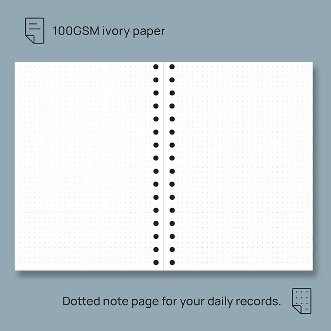 POPRUN Monthly Planner 2026-2027 Spiral Hardcover (6.25'' x 8.5''), 18 Months Calendar (Jan.2026-Jun.2027) - 2 Pages per Month with Dotted Note Pages, Sunday Start, Laminated Tab - Haze Blue