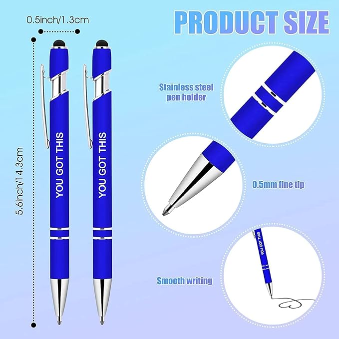 Greengines 10 Pcs Inspirational Pens - Motivational Ballpoint Ink Pens Bulk with Stylus Tip quotes Gifts for School Coworkers Office Supplies Black Ink