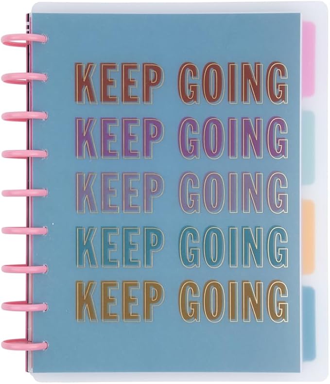 Happy Planner Undated Plans + Notes Monthly Planner Notebook Journal, 4-Month Planner, Good Going Theme, Classic Size, 95 Pages, 4 Dividers, 12 Planner Sticker Sheets, 7" x 9 3/4"