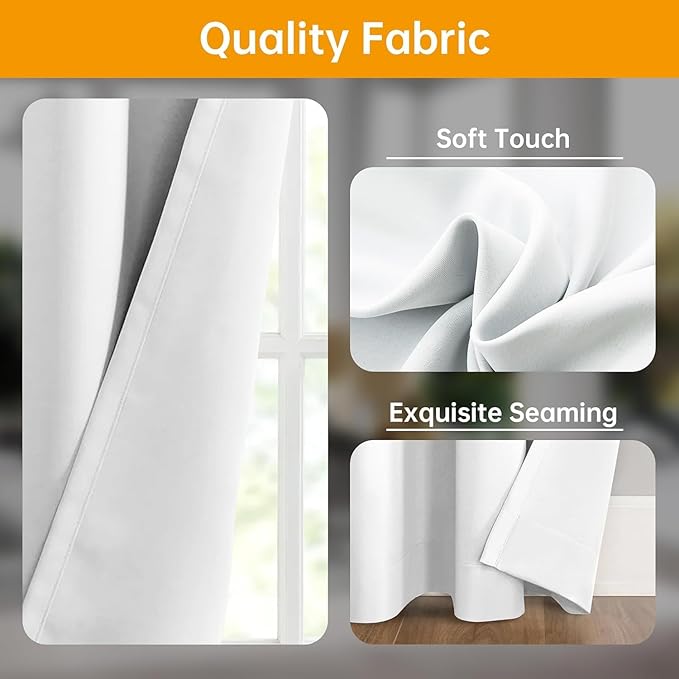 Hoeflife Room Divider Curtains Blackout Floor to Ceiling Curtain with Hook Wall Mount Sliding Door Curtains Ceiling Mount Extra Wide Curtain Wall Divider for Room Separation(Greyish White,W150xH108In)