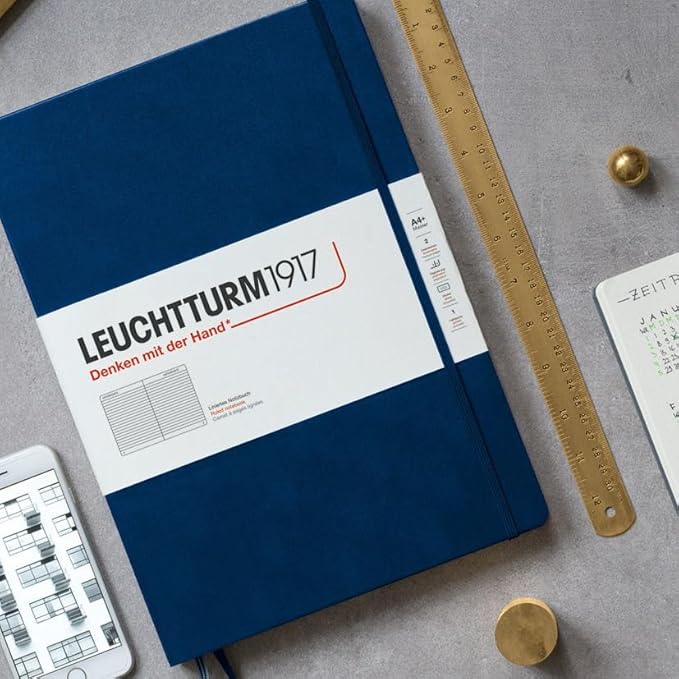 LEUCHTTURM1917 - Notebook Hardcover Master Slim A4+ - 123 Numbered Pages for Writing and Journaling (Forest Green, Plain)