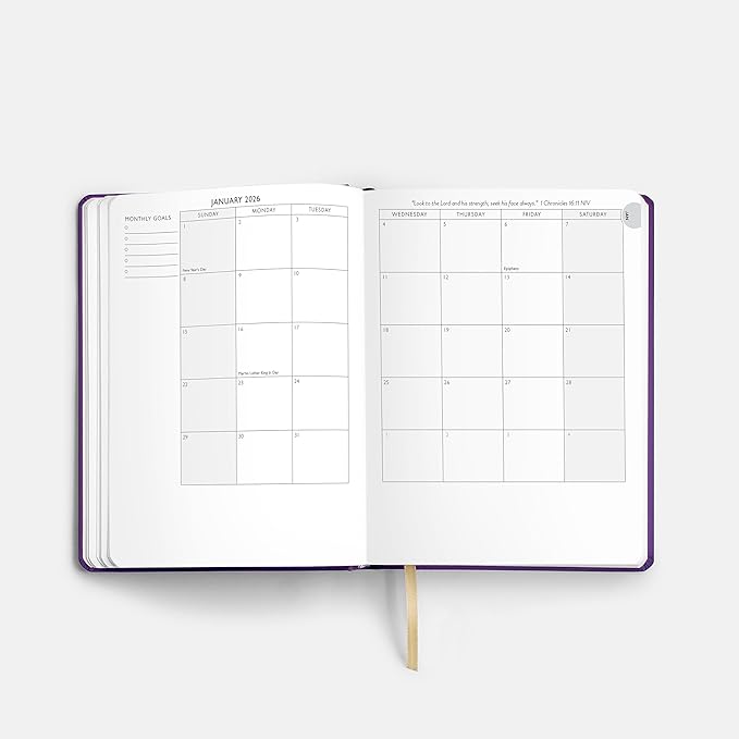 Christian Planner 2026 Daily Planner - Faith Based Monthly and Weekly Planner, Vision Board, and Habit Tracker - 2026 Calendar, Personal Organizer and Devotional Journal (Spiral, Indigo)