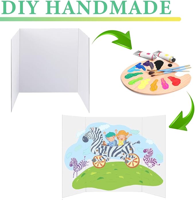 LonlyEagle Trifold Poster Board, 24" x 16", 5-Pack, White Corrugated Project Boards for Science Fairs, School Projects, Event Displays, and Business Presentations