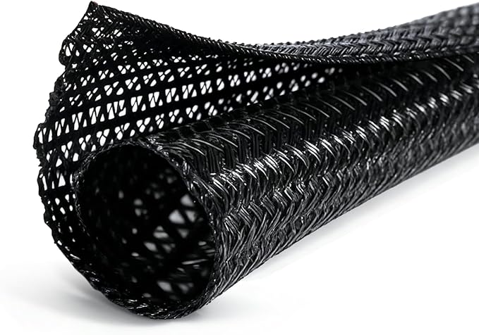 Cable Management Sleeve 10ft (120 inch) - 1/2 inch, PET Expandable Braided Cord Organizer, Split Wire Loom Tubing Reversible Cord Protector for TV USB PC Ethernet Cable Hider Protect Pets Kids