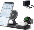THREEKEY 3 in 1 iPhone 17 Charging Station,MagSafe Charger Compatible, Qi2 25W MFi Certified Wireless Charger Stand for iPhone 17/16/15/14/13/12, Apple Watch, AirPods(45W Adapter Included)