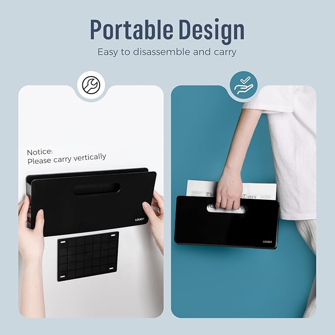 loukin Magnetic File Holder - Vertical Wall Mount Organizer for Whiteboard, Refrigerator, Office Wall, Documents, Letters (Black)