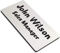 SINYUDUN Custom Engraved Name Tag Badges, Personalized Identification with Pin, Magnetic, Adhesive, or Blank Backing, 1.5"x3", Silver Text