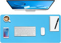 Boutilon Leather Desk Pad Protector,Non-Slip Mouse Pad,Laptop Desk Pad,Office Mouse Mat,Waterproof Leather Desk Blotter,Desk Writing Pad for Office and Home (S-Blue,24"x 14")