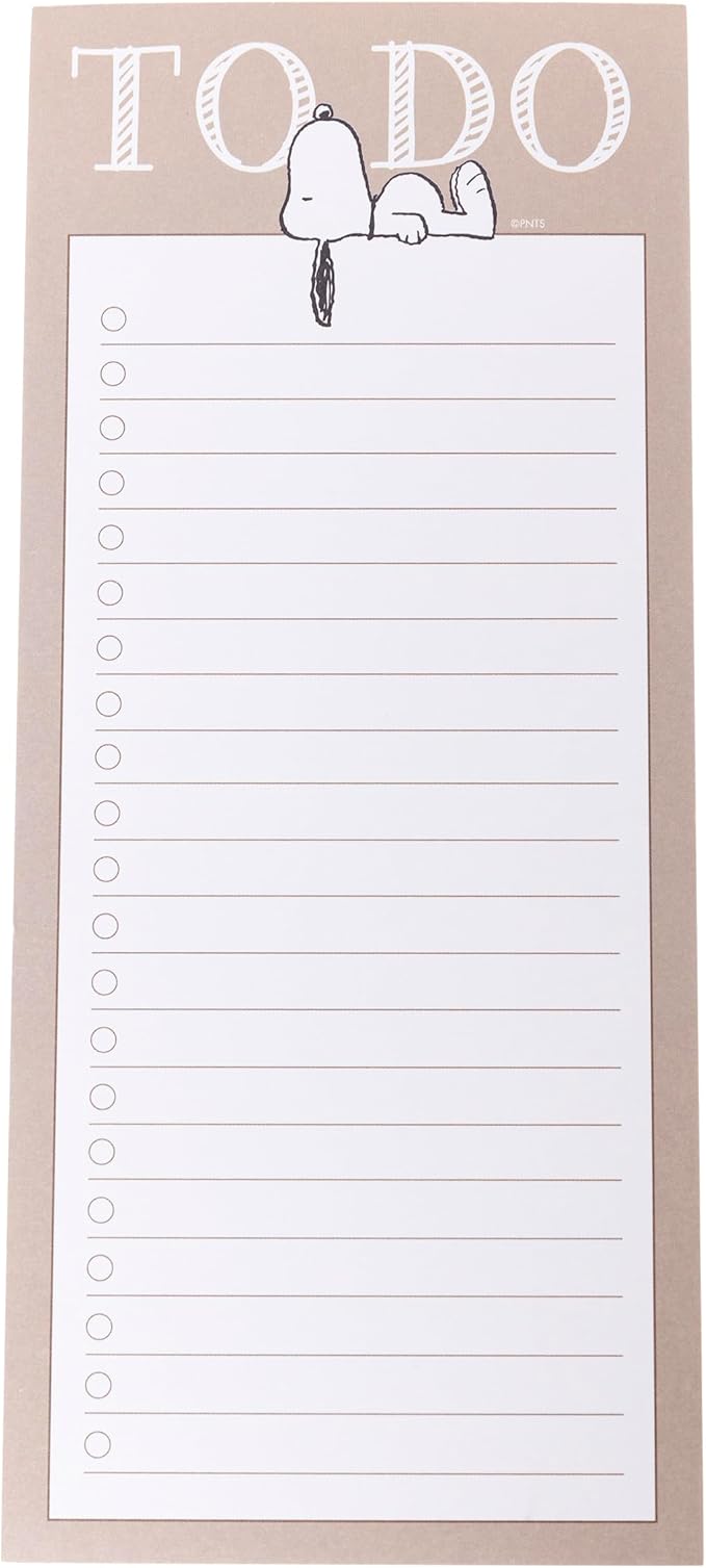 Graphique Snoopy Magnetic Notepad, 100 Tear-Away Sheets for Grocery, Shopping & To-Do Lists, Magnetic Writing Pad for Fridge, Kitchen, Office, Fun Gift for Snoopy Lovers