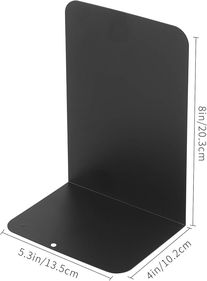 MSDADA Black Metal Bookends (8pcs, 4 pairs) for Book Shelves, Office, Heavy Books, Modern Minimalist Style