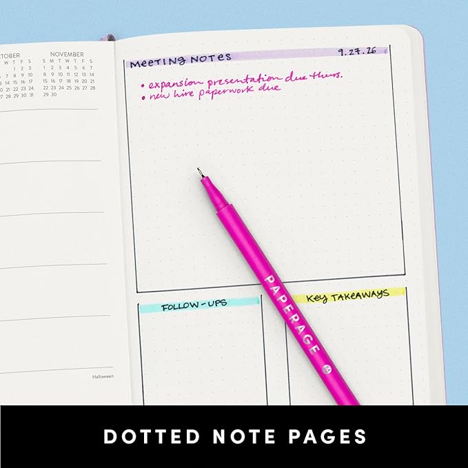 PAPERAGE 2026 Weekly & Monthly Planner, 12 Months (January 2026 - December 2026), 5.6 in x 8 in, Hardcover 2026 Planner with Weekly & Monthly Spreads, Note Pages, Stickers & Back Pocket – Dark Green