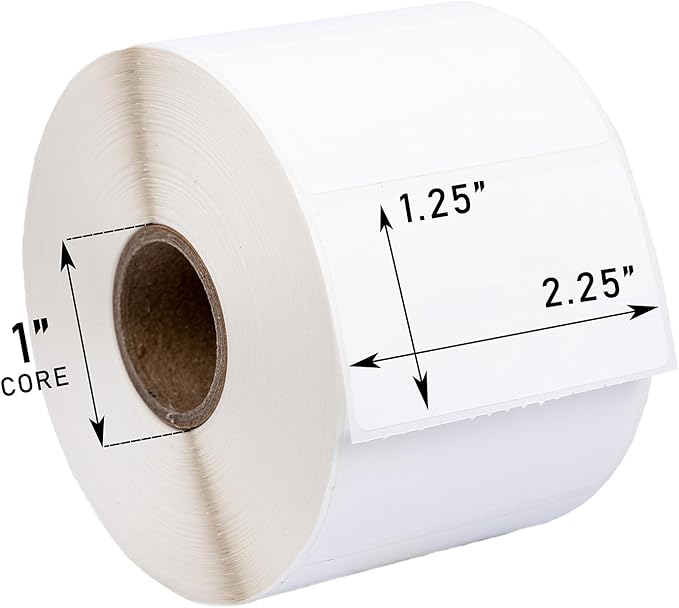 HOUSELABELS 2.25" x 1.25" Address Labels on 1" Core in Polypropylene Compatible with Zebra and Rollo Printers, 28 Rolls / 1,000 Labels per Roll