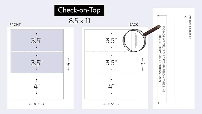 Compuchecks Check on Top Blank Check Paper - 250 Pack, Quick-Books & Laser Printer Compatible - Security Business Checks with Voucher - 8.5" x 11" Blue/Green Prismatic