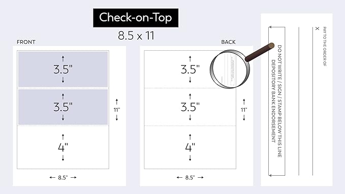 Compuchecks Check on Top Blank Check Paper - 250 Pack, Quick-Books & Laser Printer Compatible - Security Business Checks with Voucher - 8.5" x 11" Steel Blue Pinstripe