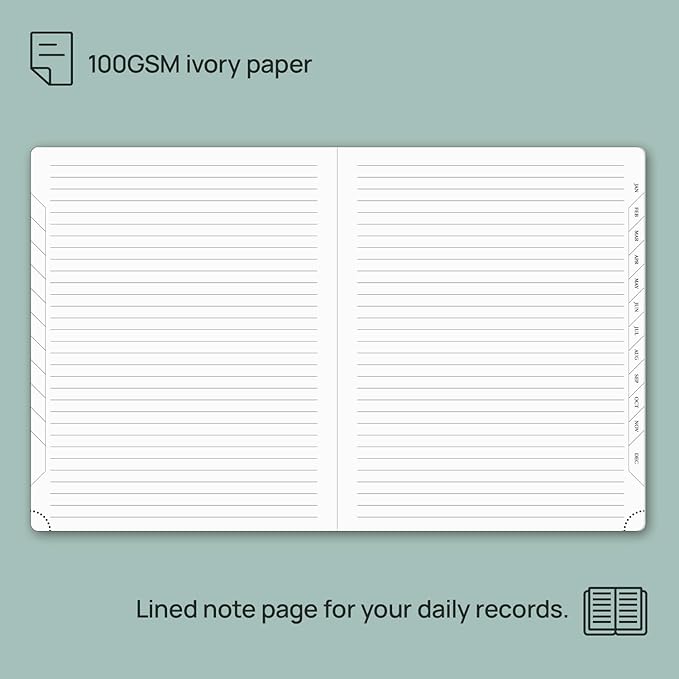 POPRUN 2025-2026 Monthly Planner (B5 8" X 10"), 18-Month Calendar Book (Jul.25 - Dec.26) with Monthly Tabs, Hardcover, Inner Pocket, 100GSM Thick Paper - Haze Blue
