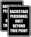 Portrait Round Backstage Personnel Only Beyond This Point Door or Wall Sign Easy Installation | Music | Concert | Festivals Sign (Black) - Large (2 Pack)