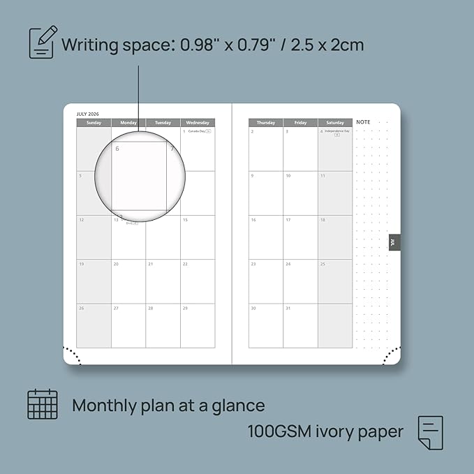 POPRUN Pocket Calendar 2026 (Small Size- 4'' x 6.25") Weekly and Monthly for Purse - Planner 2026 (Jan. 2026 - Dec. 2026) with Vegan Leather Soft Cover, Pen Holder and More - Burgundy Red