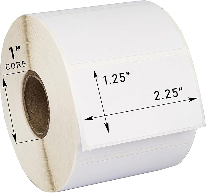 HOUSELABELS 2.25" x 1.25" Address Labels on 1" Core Compatible with Zebra and Rollo Printers, 16 Rolls / 1,000 Labels per Roll