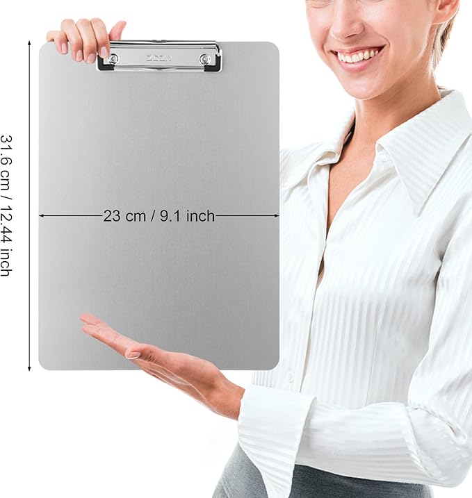 ZCZN Metal Clipboards, 18 Pack Heavy Duty Aluminum Clipboards 12 x 9 Inches, A4 Letter Sizer Document Holder with Low Profile Clip, Suitable for School, Office, Jobsite or Medical Staff, Silver