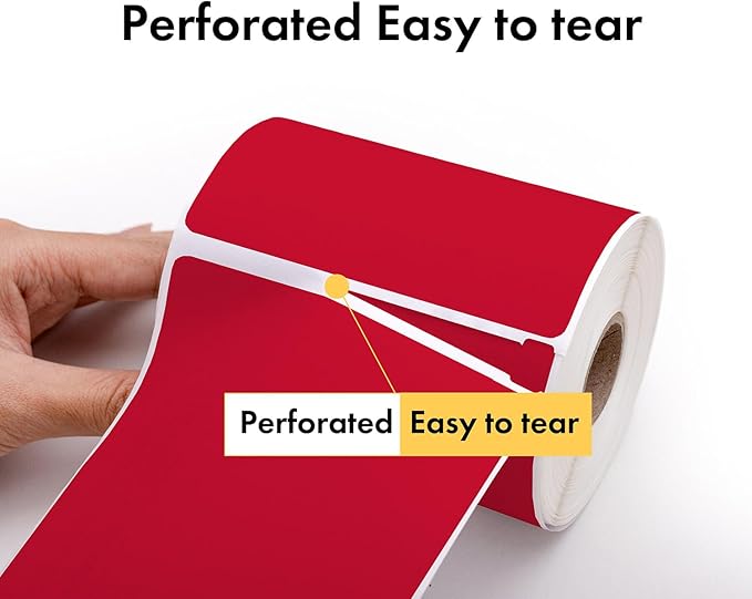 HOUSELABELS 4" x 6" Red Shipping Labels on 1" Core Compatible with Zebra and Rollo Printers, 11 Rolls / 250 Labels per Roll