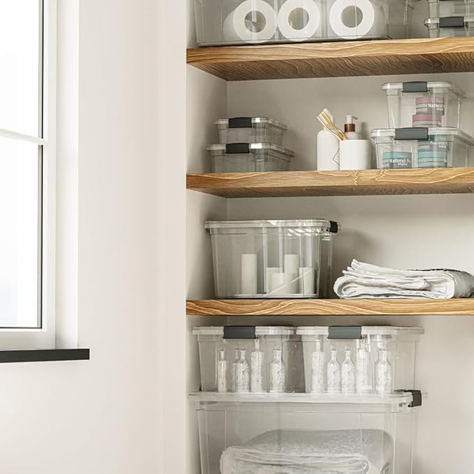 Superio Storage Bins with Lids, Clear Plastic Containers for Organizing, Stackable Totes, BPA Free, Odor Free, Organizer Boxes for Home, and Dorm (4 Pack, 22.75 Qt)