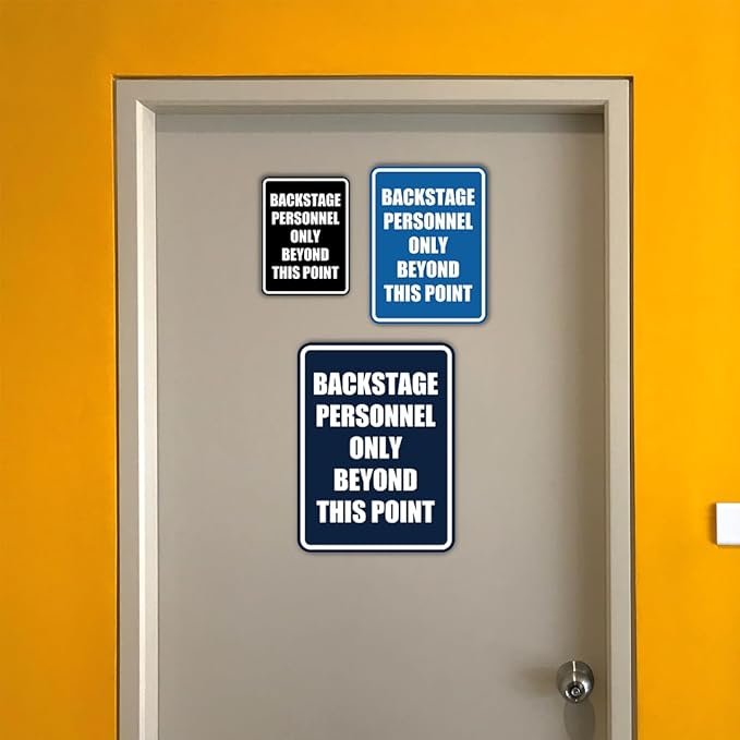 Portrait Round Backstage Personnel Only Beyond This Point Door or Wall Sign Easy Installation | Music | Concert | Festivals Sign (Black Gold) - Large (10 Pack)