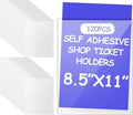 Outus Self Adhesive Shop Ticket Holders Clear Plastic Sleeves Adhesive Pockets Work Order Job Ticket Holders for Home Office Posting Signs(8.5 x 11 Inch,120 Pcs)