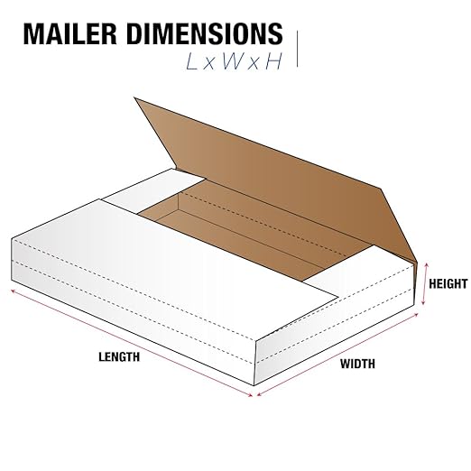 Tape Logic TLM1181 Easy-Fold Mailers, 11 1/8" x 8 5/8" x 1", White (Pack of 50)