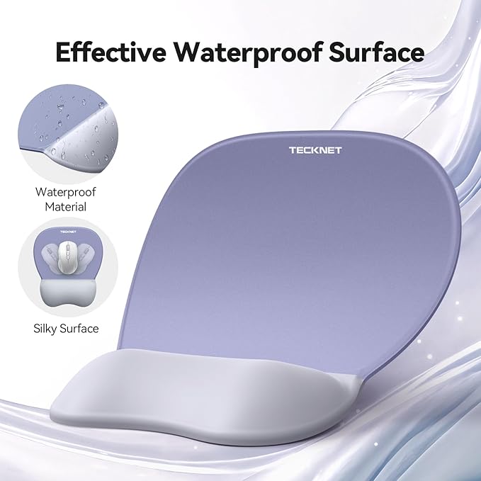 TECKNET Gel Mouse Pad Set with Wrist Rest and Keyboard Wrist Rest, Ergonomic Mousepad Rests with Non-Slip PU Base for Pain Relief, Computer, Laptop, Office & Home