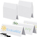 Fainne 50 Sets Dry Erase Name Tent Cards with Black Markers 8.7 x 2.8 x 1.9 Inches White Reusable Name Plate Wipe Clean Desk Tags Sign for Classroom Table Office Conference Meeting Weddings