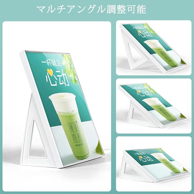 ECKEK ABS Plastic Sign Holder，Menu Displays L Shape Sign Stand Vertical/Horizontal Use (White A4 210×297mm/8.27×11.69inches)
